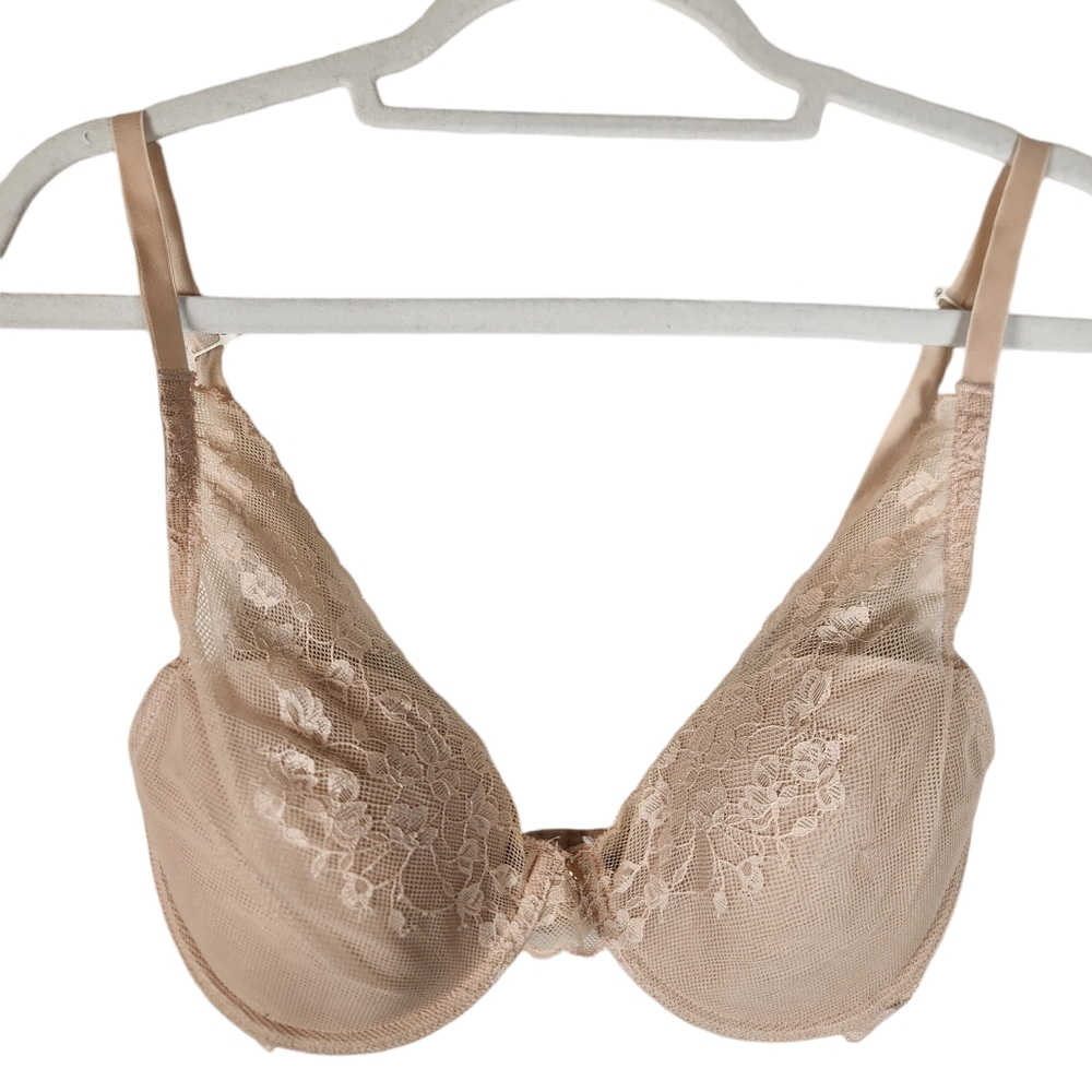 Natori Bra Size 30DDD Nude Cherry‎ Blossom Contour Floral Lace Underwire